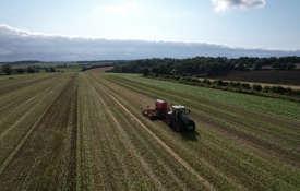 Seed Drill establishing crops on farm in Dorset